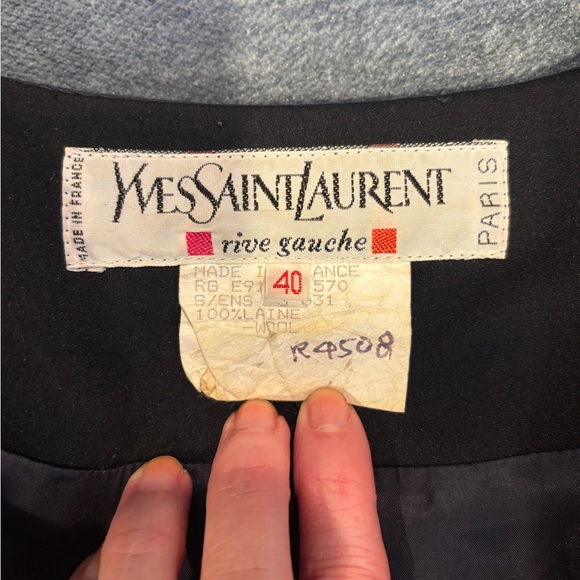 Yves Saint Laurent Navy Minimal Collar Trench Coat - Picture 4 of 5